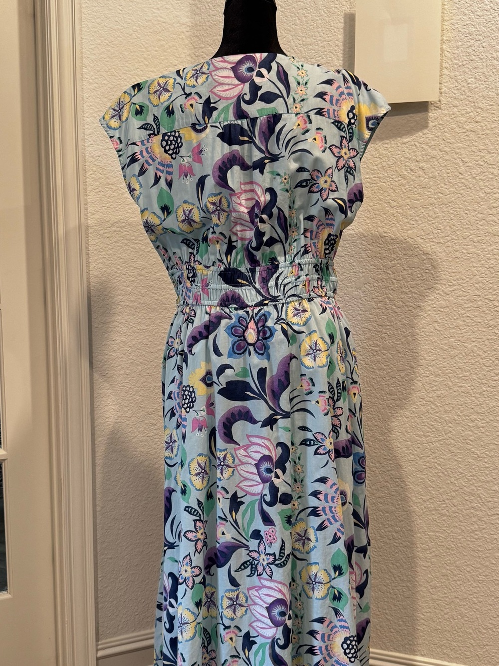 Talbots Voile Floral V-Neck Maxi Dress in Light Blue size 12 - Picture 3 of 6